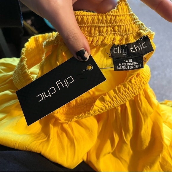 City Chic Crochet Detail Dress Golden Yellow Small US 16 B - Picture 5 of 5